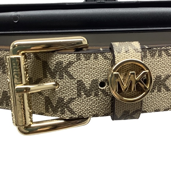 Michael Kors Size Large Tan Monogram Belt with Gold Buckle. Preloved main image 6